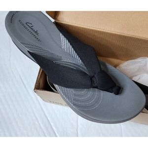 Clarks Cloudsteppers Arla Glison Black Fabric Thong Sandals Women Size 10